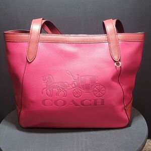 Coach Red Leather Tote Bag